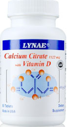 Lynae Calcium Citrate 1122mg+Vitamin D 60เม็ด ไลเน่ แคลเซียมซิเตรท วิตามินดี